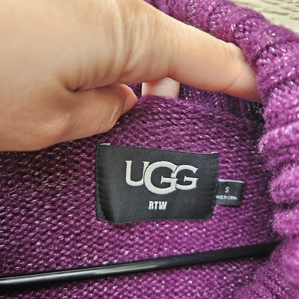 UGG Lylah rollneck sweater purple metallic wool blend oversized small - Picture 3 of 9